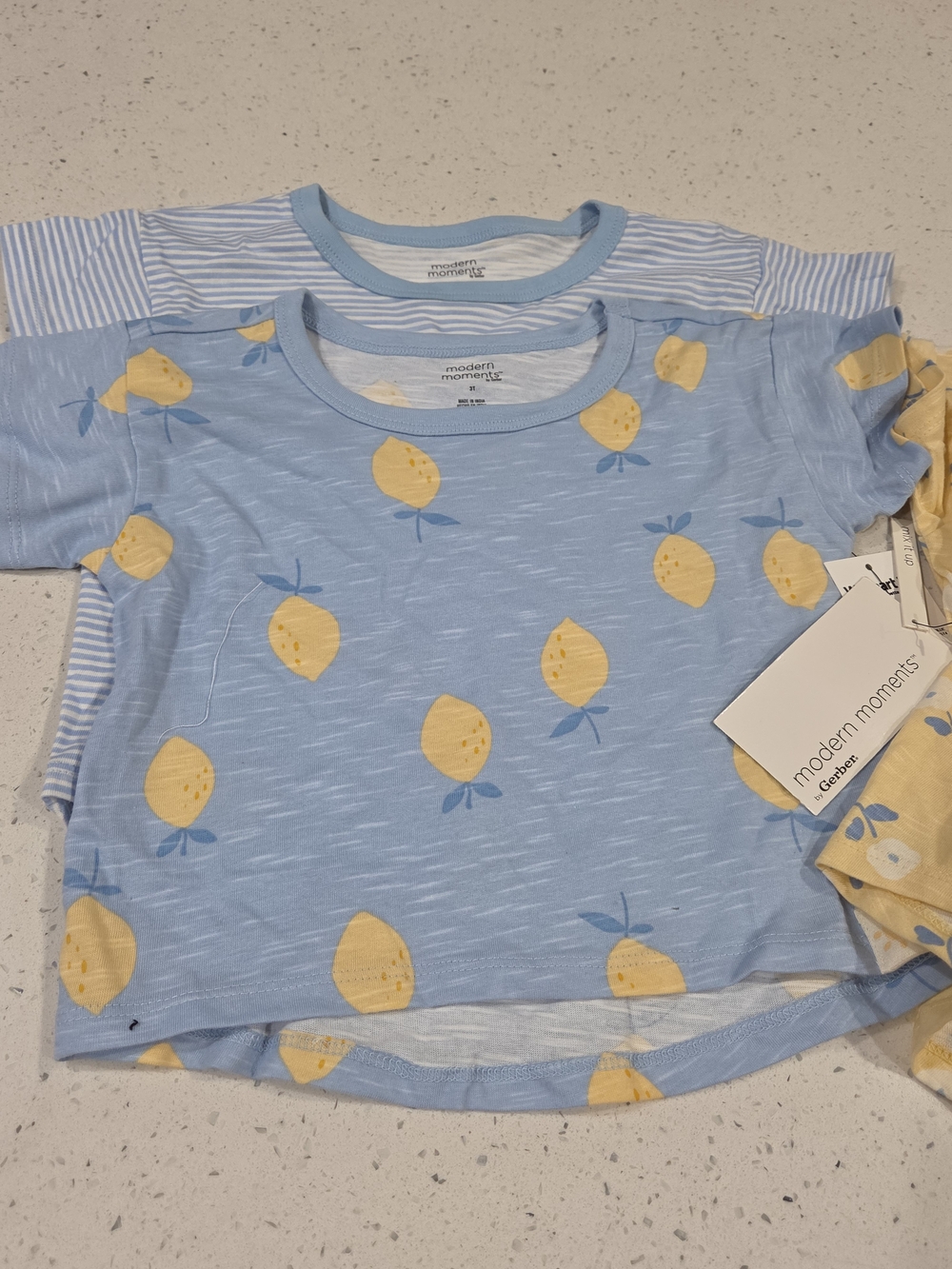 Gerber Light Blue & Yellow Lemon Print Short Sleeve Top